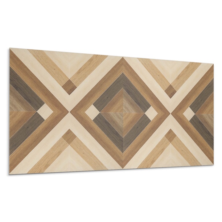 Dekoratív vinil panel, Wallfluent, Kockás geometrikus motívum, Barna, 100x50 cm, 010310540010000283204