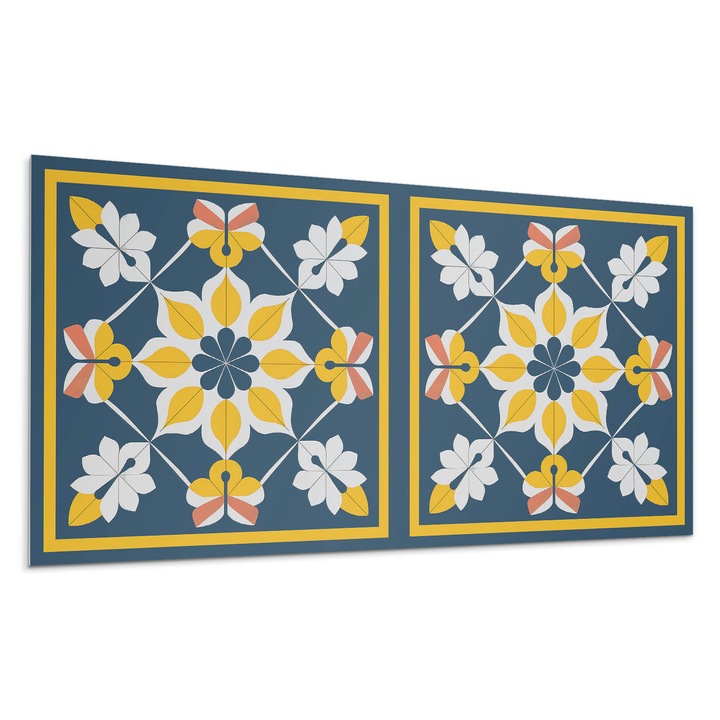 Dekoratív vinil panel, Wallfluent, Virágos harmónia a szimmetriában, Piros, 120x60 cm, 010310540040000283092