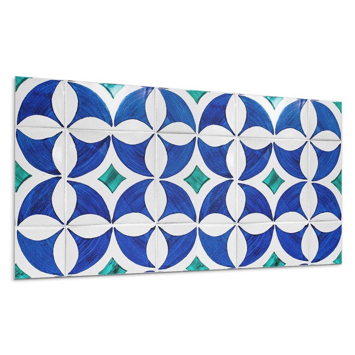 Öntapadó dekoratív panel, Wallfluent, Csempe minták geometrikus stílusban, Kék, 120x60 cm, 010310540040000283211