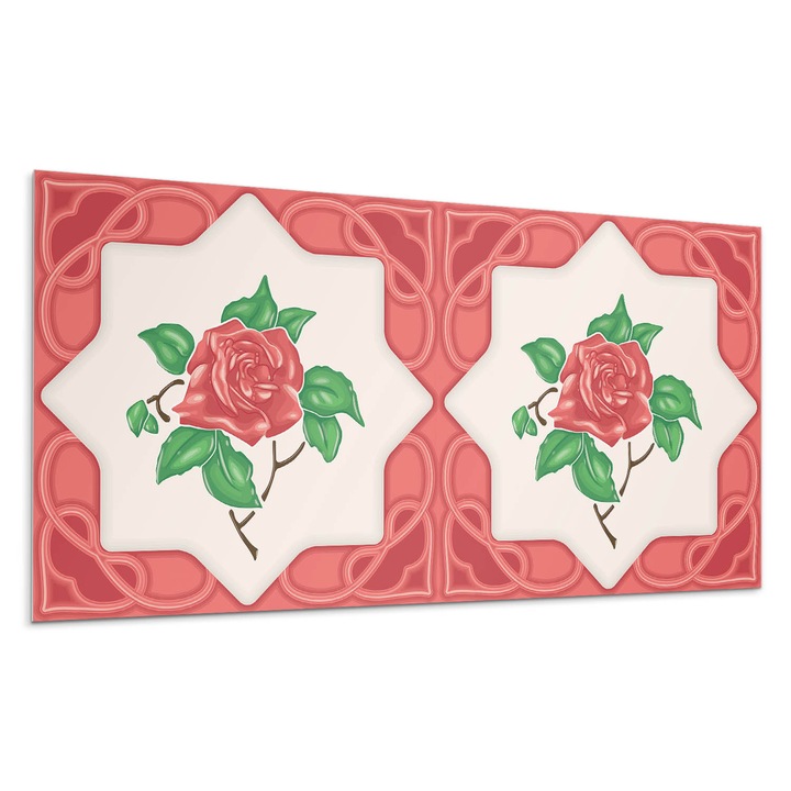 Öntapadó dekoratív panel, Wallfluent, Virágkompozíció elegáns keretben, Krémszín, 100x50 cm, 010310540010000283285