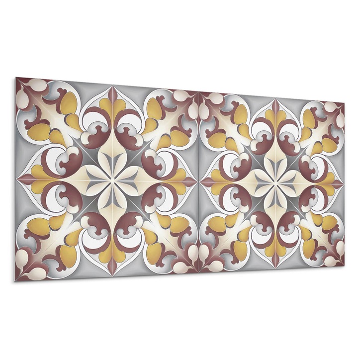 Öntapadó dekoratív panel, Wallfluent, Virágos mozaik művészi stílusban, Türkiz, 100x50 cm, 010310540010000283148