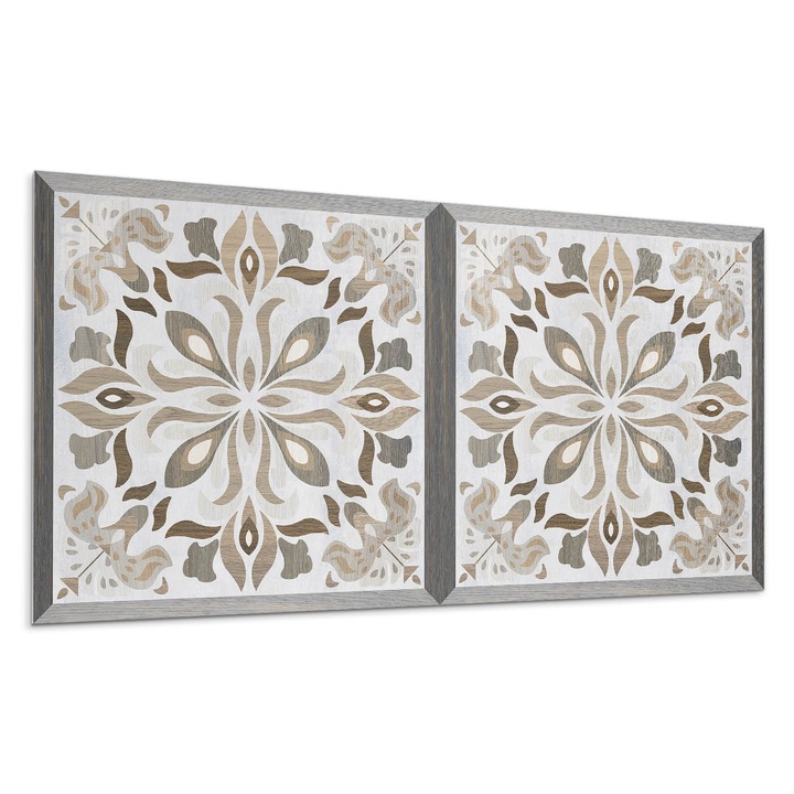 Öntapadó dekoratív panel, Wallfluent, Szimmetrikus virágmotívum, Szürke, 100x50 cm, 010310540010000283194