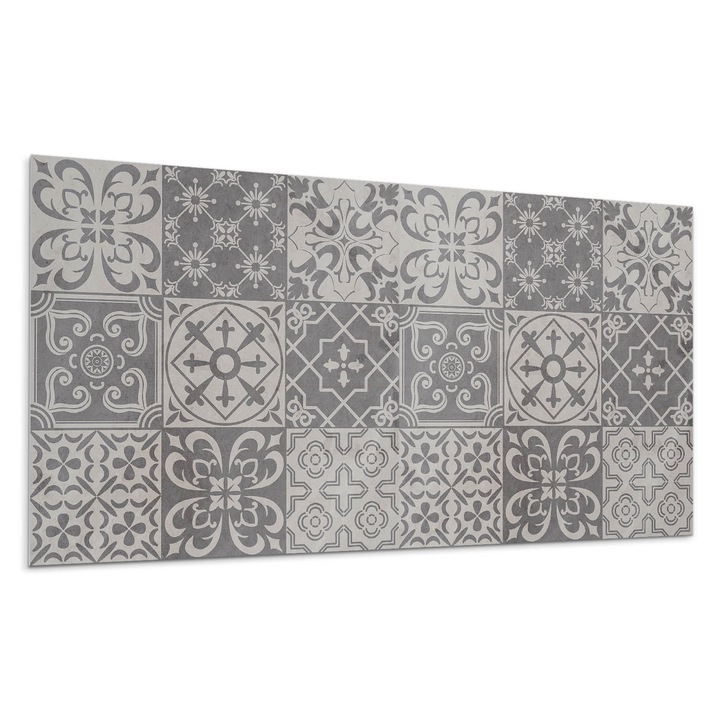 Panou vinil decorativ, Wallfluent, Modele de placi intr-un aspect 3x3, Gri, 6x60x30, 010310540030000283231