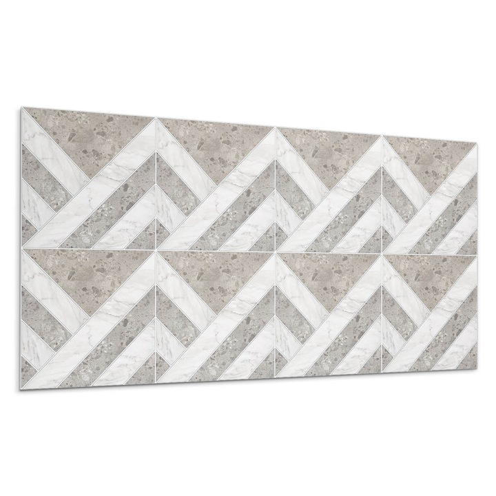 Panou vinil decorativ, Wallfluent, Model geometric in placi, Gri, 120x60, 010310540040000283257