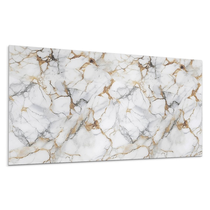 Panou decorativ autoadeziv, Wallfluent, Model elegant de marmura, Alb, 6x60x30, 010310540030000283250