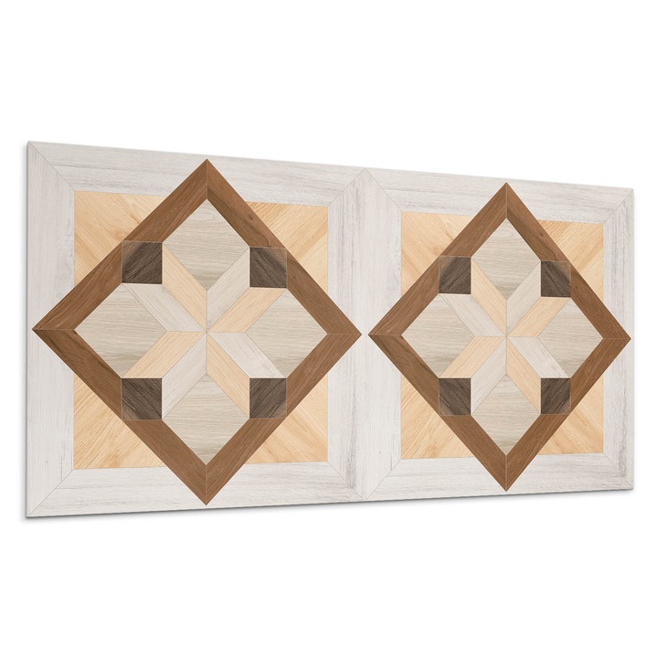 Dekoratív vinil panel, Wallfluent, Formák egy geometriai négyzetben, Kék, 100x50 cm, 010310540010000283195