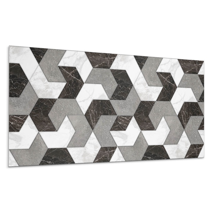 Dekoratív vinil panel, Wallfluent, Modern geometrikus motívum, Szürke, 100x50 cm, 010310540010000283256