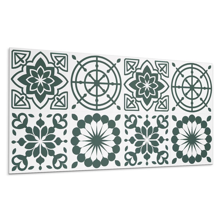 Dekoratív vinil panel, Wallfluent, Virágos és geometrikus minta, Szürke, 100x50 cm, 010310540010000282965