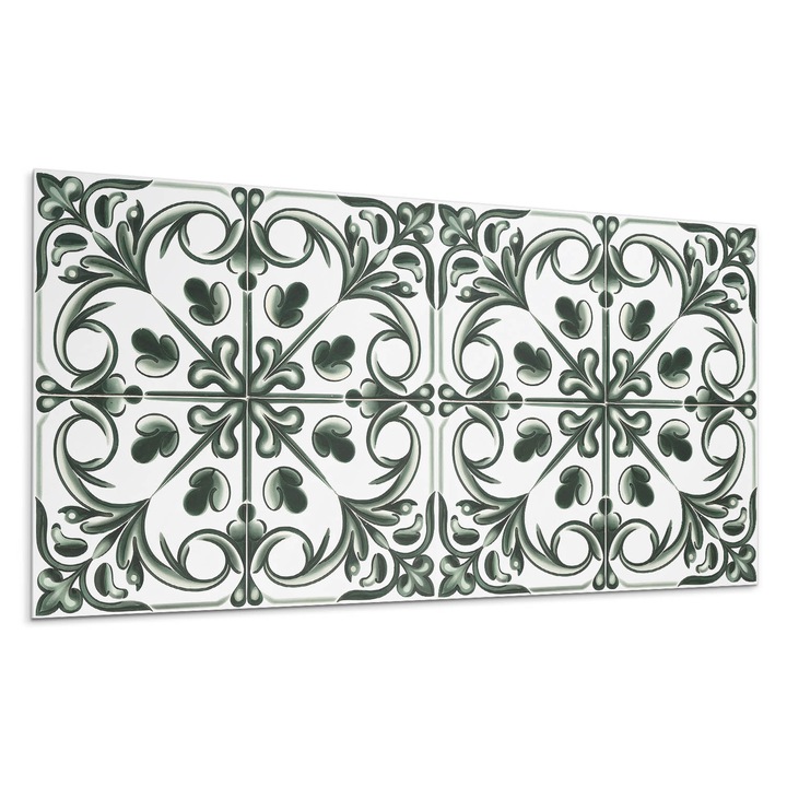 Dekoratív vinil panel, Wallfluent, Növényi minta csempe formájában, Piros, 100x50 cm, 010310540010000283056