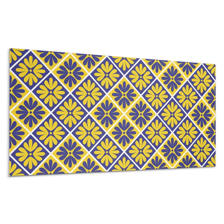 Dekoratív vinil panel, Wallfluent, Virágmintás rombusz elrendezésben, Barna, 100x50 cm, 010310540010000283234