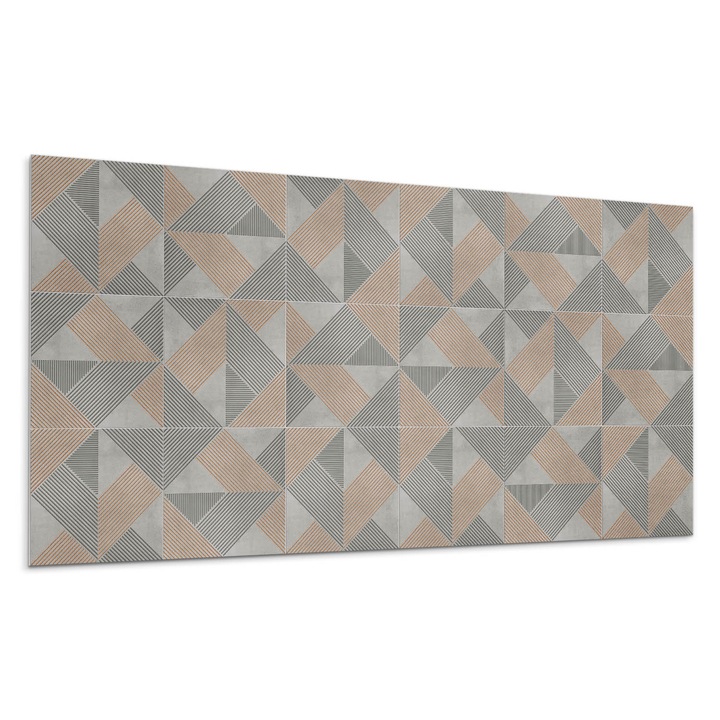 Panou decorativ autoadeziv, Wallfluent, Model geometric cu triunghiuri, Gri, 10x40x20, 010310540020000283259