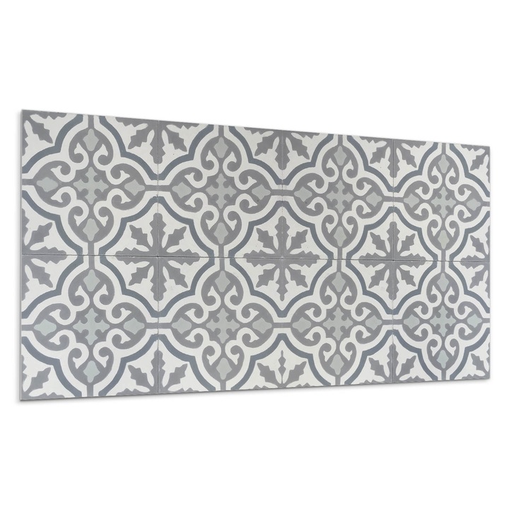 Panou decorativ autoadeziv, Wallfluent, Model de mozaic cu ornamente, Gri, 120x60, 010310540040000283219