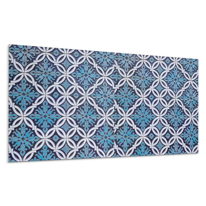 Öntapadó dekoratív panel, Wallfluent, Virágos motívumú formaminta, Kék, 120x60 cm, 010310540040000283281