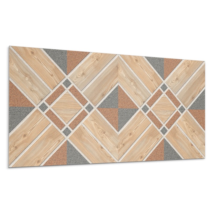 Panou decorativ autoadeziv, Wallfluent, Model geometric cu lemn, Maro, 100x50, 010310540010000283216