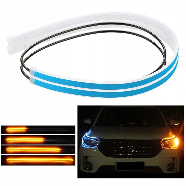 Комплект LED DRL лайстни и динамични мигачи, ME Premium, за 30 см, Бяло/оранжево, 2 броя