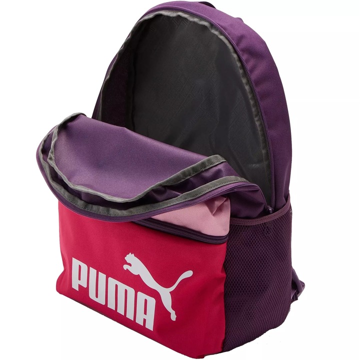 Puma: Phase hátizsák hálós zsebbel - Lila-pink, 30 x 44 x 14 cm