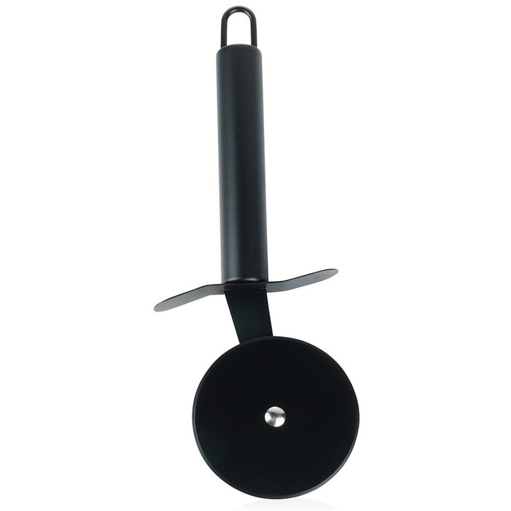 Cutit Pentru Taiat Pizza, Vilde, Otel Inoxidabil, Rotund, Negru Mat, Diametru Lama 6.5 cm, Lungime 20 cm, Maner Ergonomic, Poate Fi Spalat In Masina De Spalat Vase