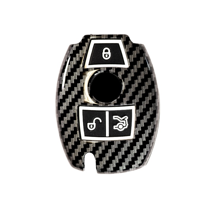 Husa de protectie Premium pentru cheie Mercedes-Benz compatibila cu A, B, C, E, S-Class, GLC, GLA, GLK, GLE, ML, Vito, Aspect Carbon, LUVLU™