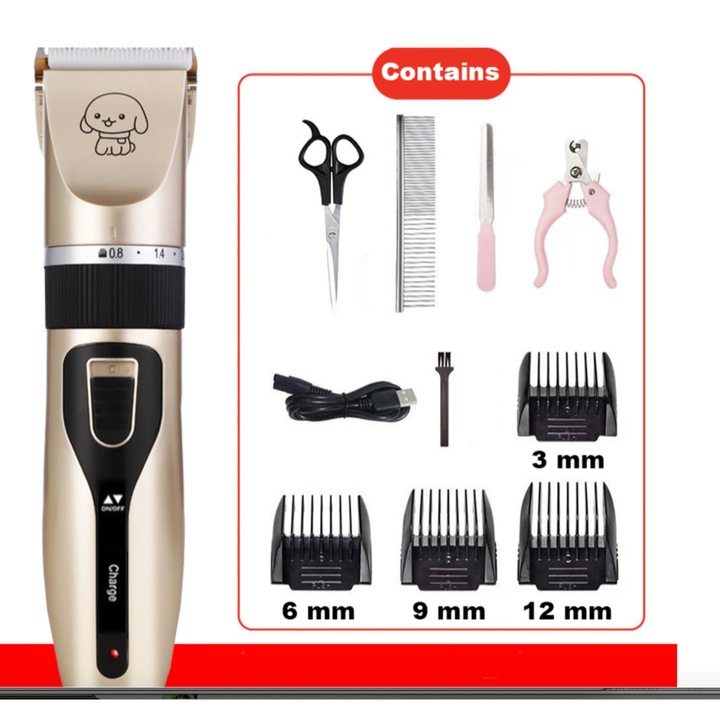 Masina electrica de tuns pentru animale, X6, 5 functii, taiere silentioasa, 18,7x4,5cm