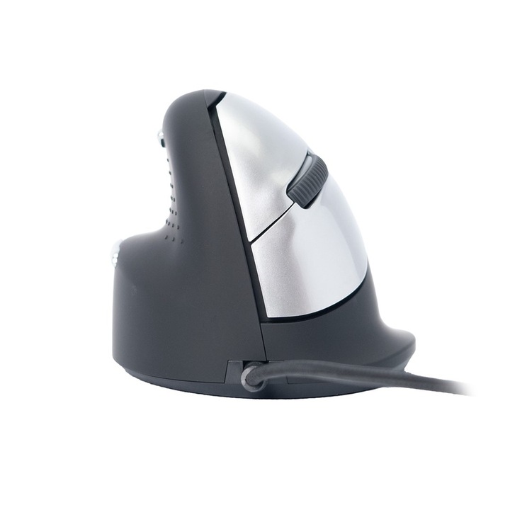 Mouse ergonomic R-Go HE USB pentru stangaci negru/argintiu