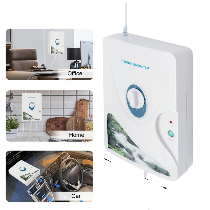 Generator de ozon, 600mg/h, temporizator ajustabil, alb, 27x19x5cm