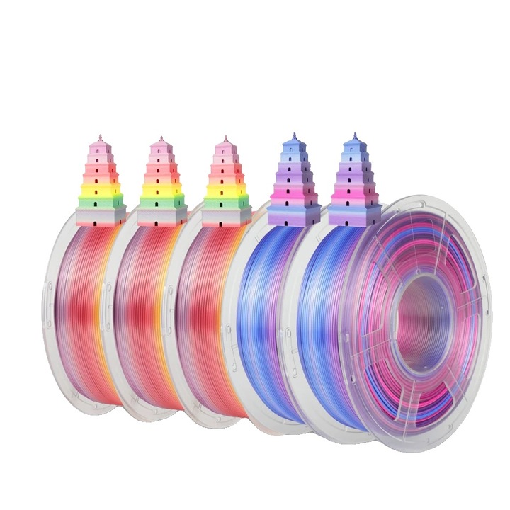 Filament 3D PLA Rainbow Mix-1, 1.75mm, set 5 role, multicolor