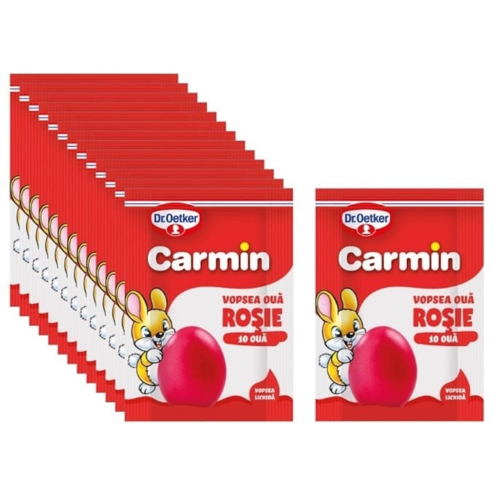 Червена боя за яйца д-р. Oetker комплект от 10 сашета за 10 яйца/саше, Паста, 5g саше Carmine Liquid red dye