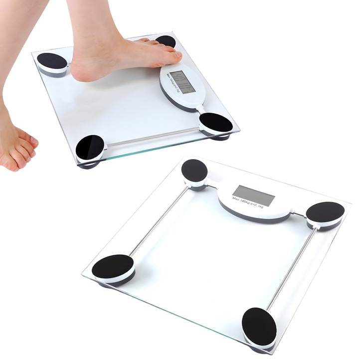 Електронна везна за баня, HDWR, wagPRO-B6, стъкло, до 150 кг, LCD дисплей, автоматичен старт и стоп, индикатор за нивото на батерията, сензор за претоварване, елегантен дизайн