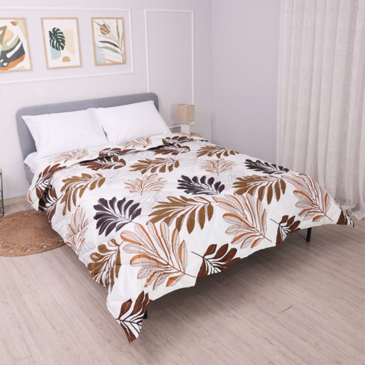 Pilotă ușoară EmonaMall Mirabel Elis, de vară, pat single, 150/210 cm, matlasată, albă