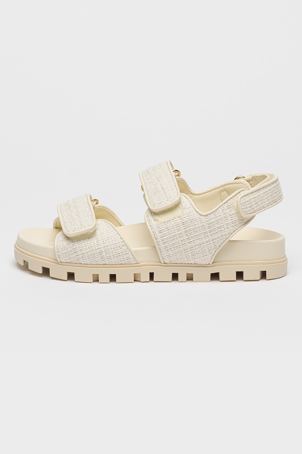NINE WEST, Sandale din piele ecologica, Alb fildes, 5.5