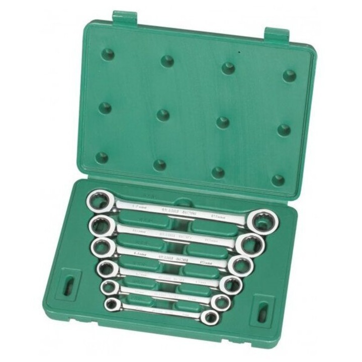 Set 6 chei cu clichet SATA, dimensiuni 8x9mm, 10x11mm, 12x13mm, 14x15mm, 16x18mm, 17x19mm, colorat