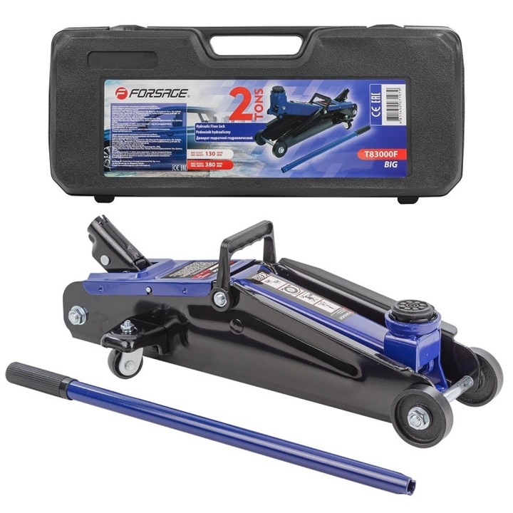 Elevator hidraulic rolkowy, Forsage, 2T, 130-380mm, in valiza, rezistent la coroziune, mobilitate.