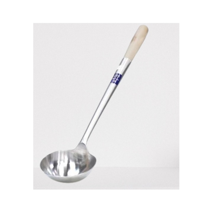 Polonic inox pentru wok cu maner de lemn