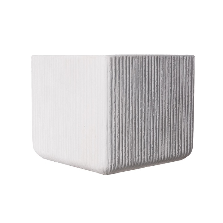 Jardiniera Square Stripe White L 37X37X32