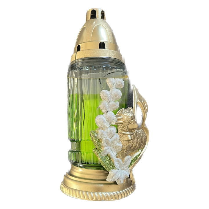 3 db húsvéti gyertya készlet fedővel - Üveggyertya nyúl minta / húsvéti égési idő 10h 20x6 cm piros