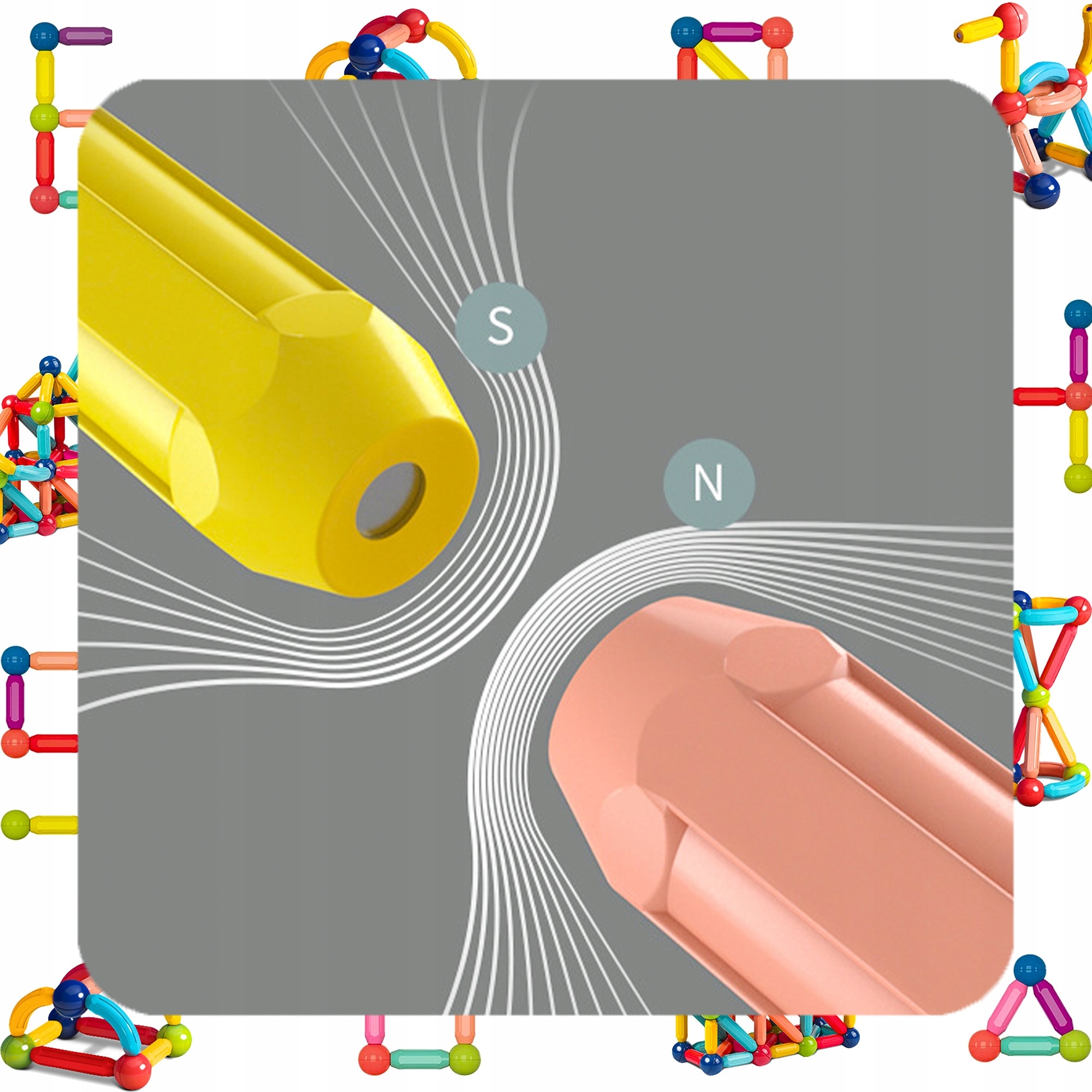 Set 128 cuburi Magnetice pentru constructie, Pixel, Multicolor - eMAG.ro