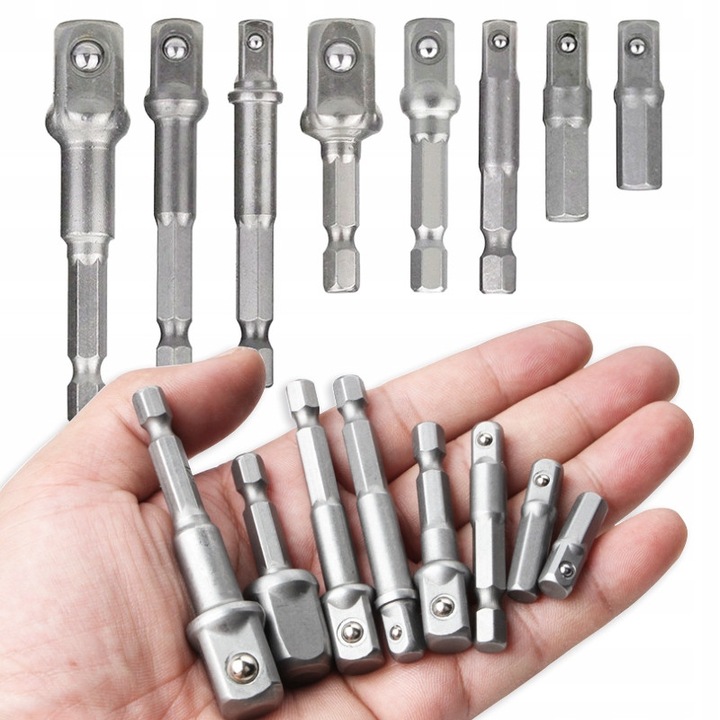 Pixel 8 db-os króm-vanádium acél adapterkészlet, 1/4'' 3/8'' 1/2''