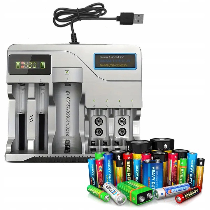 Încărcător rapid universal pentru acumulatori, everActive, 7 canale