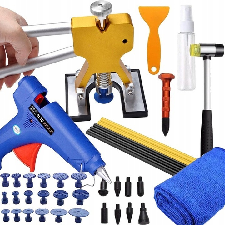 Set profesional pentru caroserie auto, Pixel, 18 adaptoare, 3 tipuri de lipici