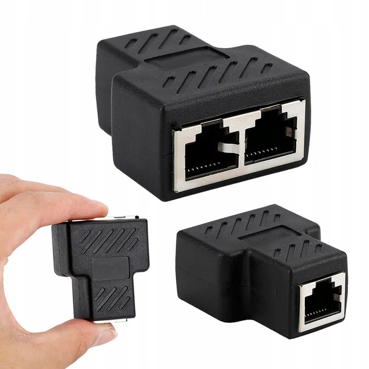 Splitter RJ45 1x la 2x RJ45, Pixel, negru