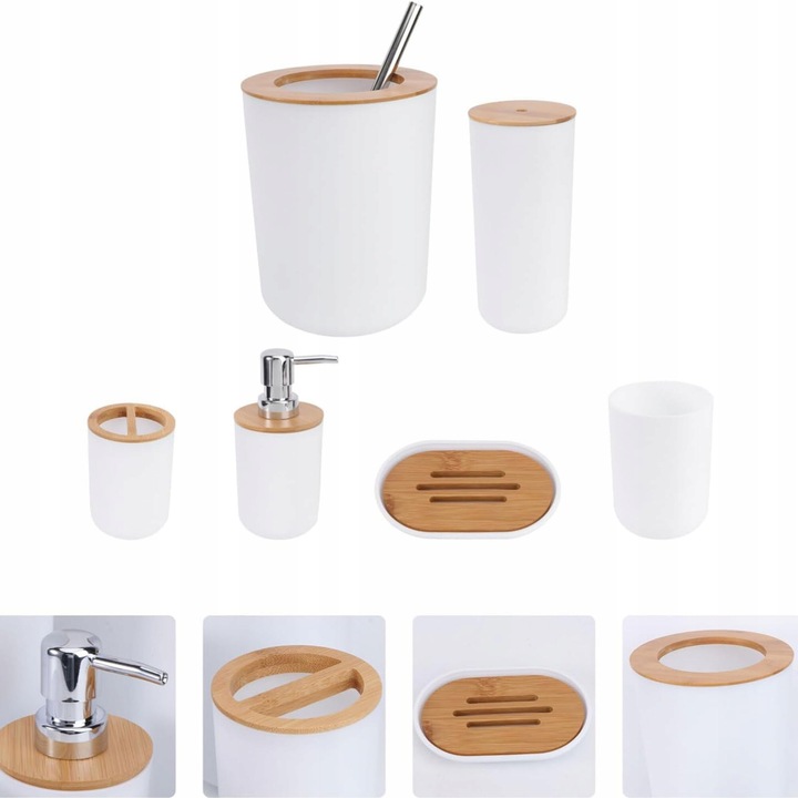 Set accesorii baie Jumi, 6 elemente, alb