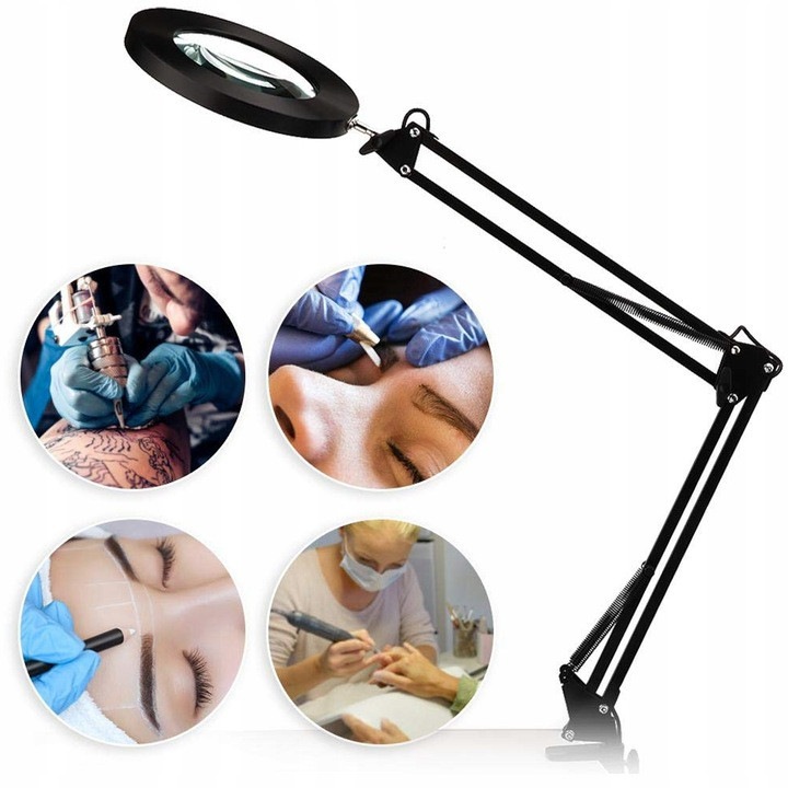 Lampa LED cu lupa, Pixel, neagra, 65x15x10cm, 3 culori de iluminare