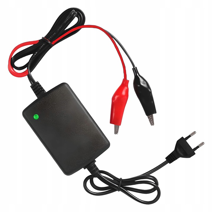 Incarcator de retea compact pentru baterii gel, Eurokomp, 12V, 20W, 1.5A, Negru/Rosu