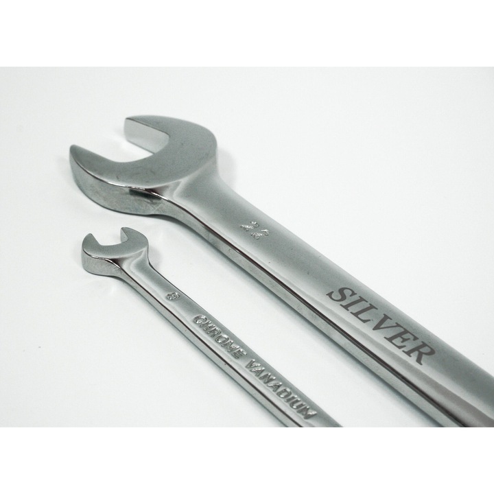 Set chei plasko-oczkowe cu grzechotka Silver, 8 piese, 8x22mm