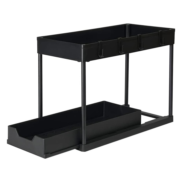 Органайзер, двуетажен, изтеглящ се, лесен достъп, регулируеми рафтове, лесен за почистване и поддръжка, 21,2 х 39,2 х 35,7 см - SINKNOVA