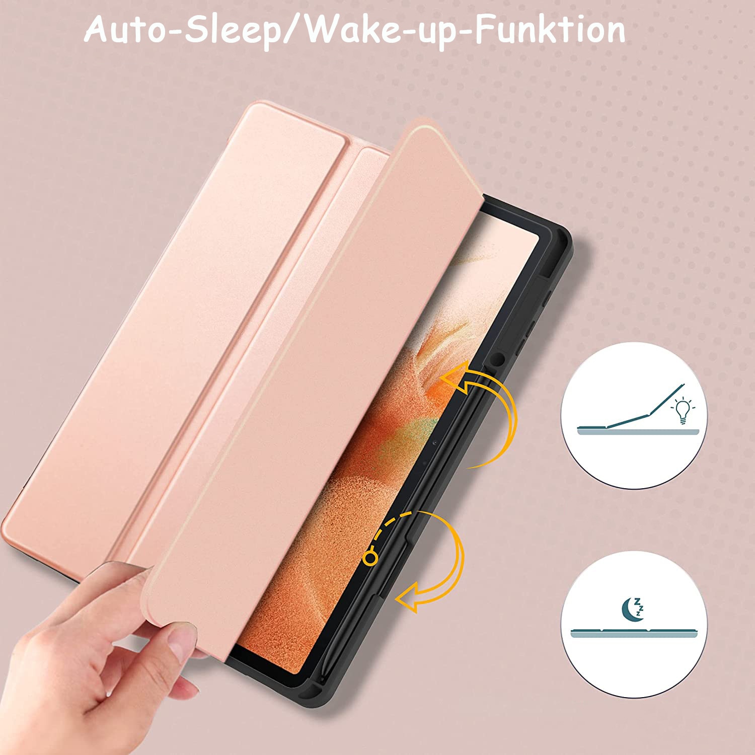 Husa compatibila cu Samsung Galaxy Tab S7 FE 12.4 5G/ S8+ Plus 5G 2022/ S7+ Plus 12.4 - Ultra subtire cu functie de suport, din piele PU, potrivita pentru Samsung Galaxy Tab S7 FE 12.4