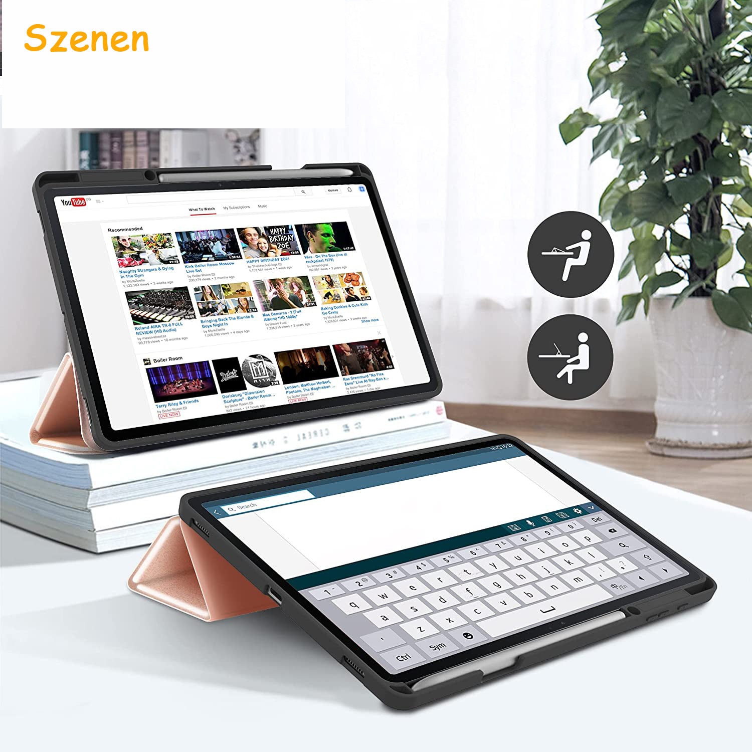 Husa compatibila cu Samsung Galaxy Tab S7 FE 12.4 5G/ S8+ Plus 5G 2022/ S7+ Plus 12.4 - Ultra subtire cu functie de suport, din piele PU, potrivita pentru Samsung Galaxy Tab S7 FE 12.4