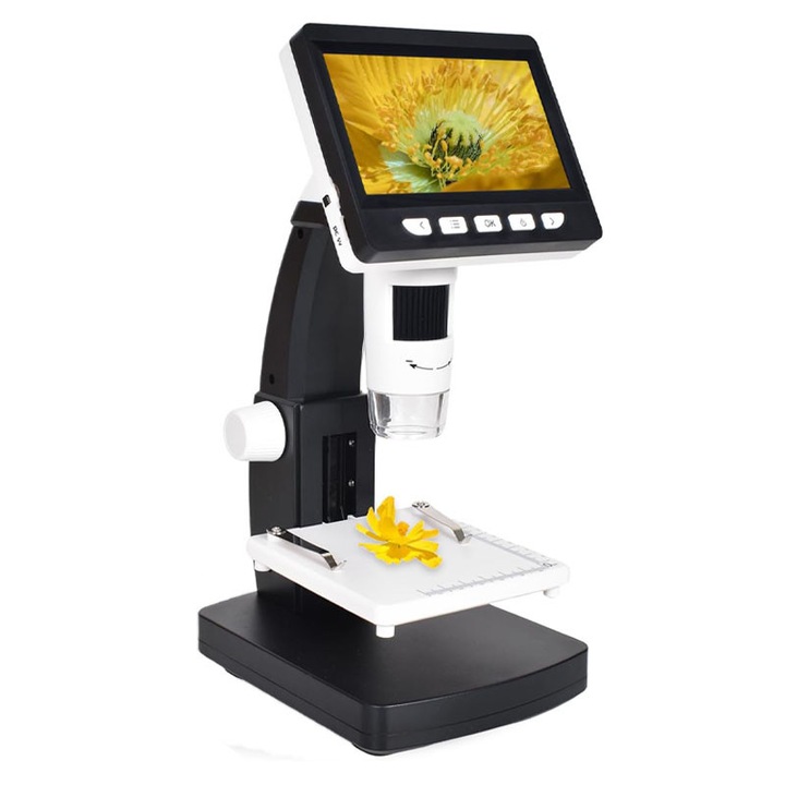 Rqiurpn digitális mikroszkóp, 4,3 hüvelykes, 50x-1000x, 2 millió pixel, 8 LED, PC csatlakozás, videofelvétel