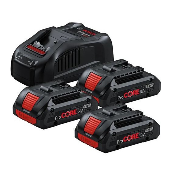 Set acumulatori Bosch ProCORE 18V 4,0Ah x 3 + incarcator rapid GAL 1880