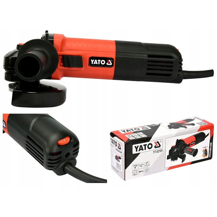 Polizor unghiular Yato 125mm 1100W, 6 trepte de viteza, culoare neagra
